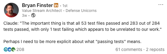 LinkedIn post on being explicit with AI on how to follow instructions